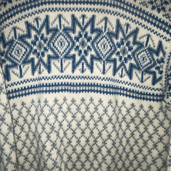 Dale of Norway Vintage Fair Isles Wool Blue & Cream Cardigan SZ S - Picture 9 of 10